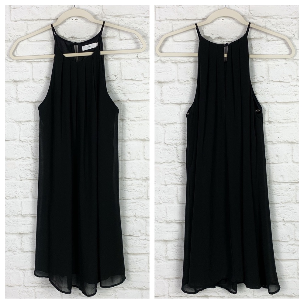 Lush Sleeveless Pleated Little Black Mini Dress S
